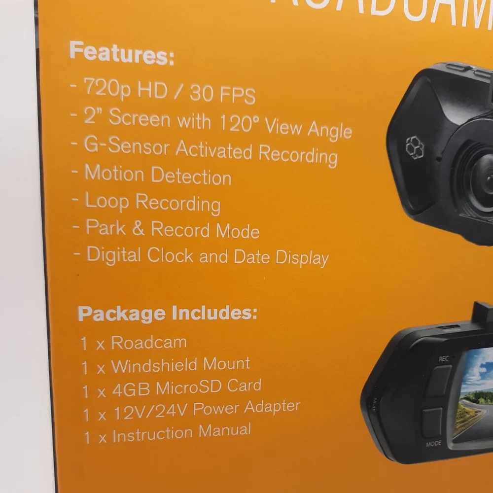 YADA 720P Dash Road Camera, 120-Degree Wide Angle Lens, G-Sensor 4GB SD Card